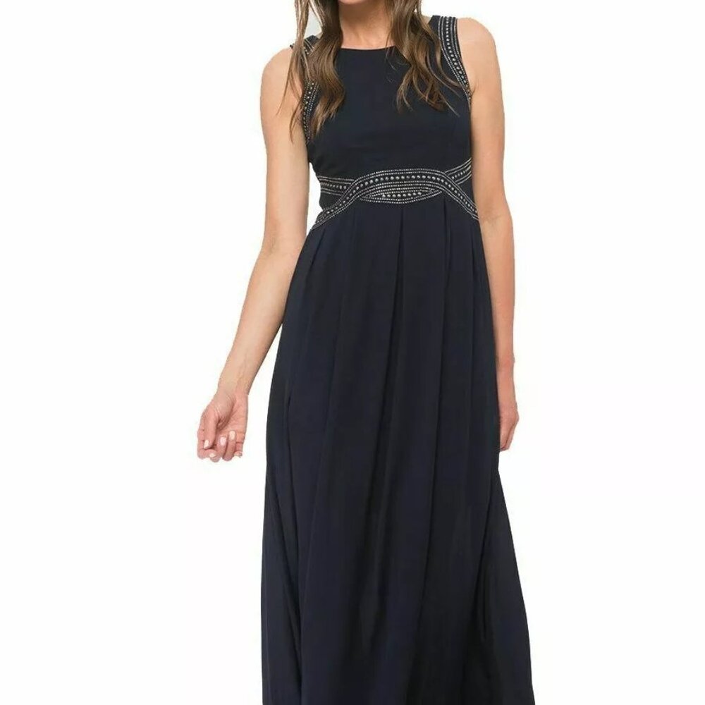 Joseph Ribkoff Long Maxi Dress Gown, Black, Size 8 NWT 183251 Embellished studs